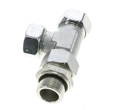 28L & M33x2 Zink Plated Steel Right Angle Tee Cutting Fitting with Male Threads 160 bar Adjustable ISO 8434-1