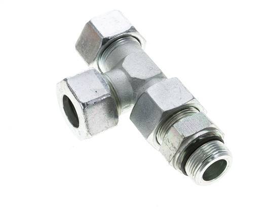 25S & M33x2 Zink Plated Steel Right Angle Tee Cutting Fitting with Male Threads 400 bar Adjustable ISO 8434-1