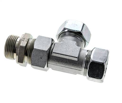 28L & G1'' Zink Plated Steel Right Angle Tee Cutting Fitting with Male Threads 160 bar Adjustable ISO 8434-1