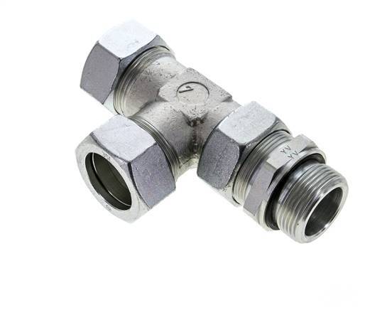 35L & G1-1/4'' Zink Plated Steel Right Angle Tee Cutting Fitting with Male Threads 160 bar Adjustable ISO 8434-1