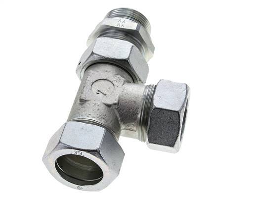 35L & G1-1/4'' Zink Plated Steel Right Angle Tee Cutting Fitting with Male Threads 160 bar Adjustable ISO 8434-1