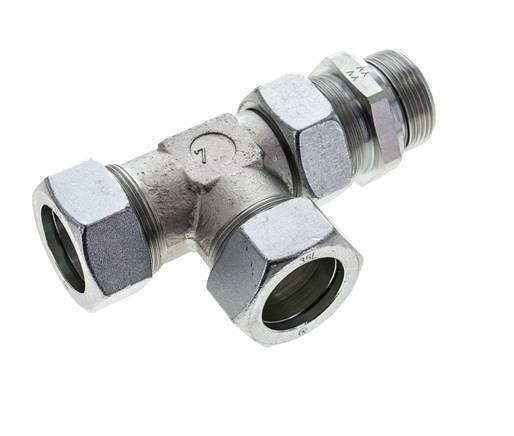 35L & G1-1/4'' Zink Plated Steel Right Angle Tee Cutting Fitting with Male Threads 160 bar Adjustable ISO 8434-1