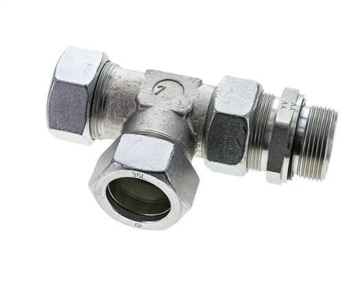 35L & G1-1/4'' Zink Plated Steel Right Angle Tee Cutting Fitting with Male Threads 160 bar Adjustable ISO 8434-1