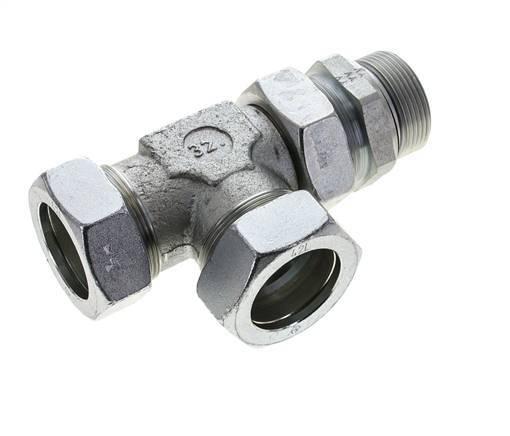 42L & G1-1/2'' Zink Plated Steel Right Angle Tee Cutting Fitting with Male Threads 160 bar Adjustable ISO 8434-1