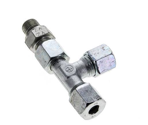 8S & G1/4'' Zink Plated Steel Right Angle Tee Cutting Fitting with Male Threads 630 bar Adjustable ISO 8434-1