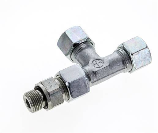12S & G3/8'' Zink Plated Steel Right Angle Tee Cutting Fitting with Male Threads 630 bar Adjustable ISO 8434-1
