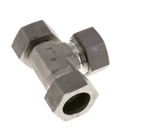 28L Stainless Steel Right Angle Tee Cutting Fitting with Swivel 160 bar Adjustable ISO 8434-1