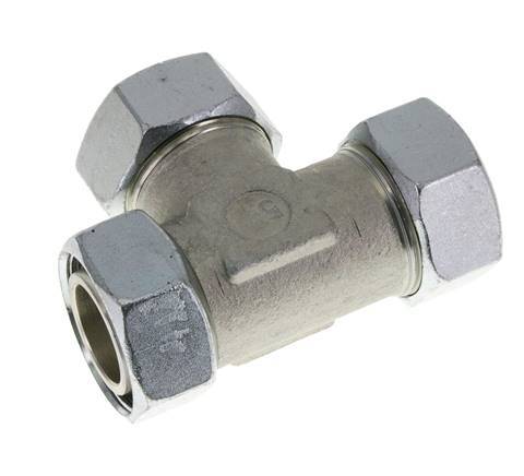 35L Zink Plated Steel Right Angle Tee Cutting Fitting with Swivel 160 bar NBR Adjustable ISO 8434-1