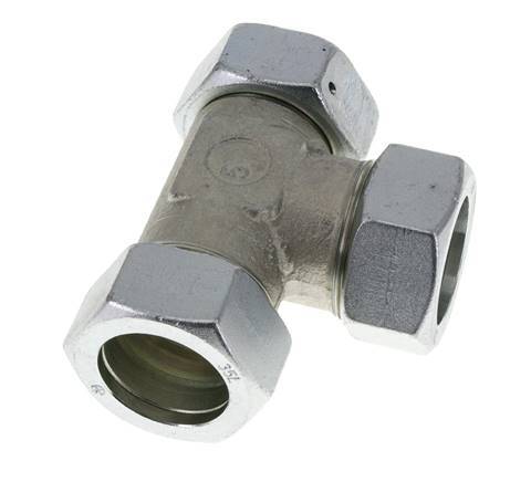 35L Zink Geplateerd Staal Haakse T-stuk Snijdende Fitting met Wartel 160 bar NBR Verstelbaar ISO 8434-1