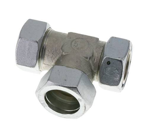 35L Zink Geplateerd Staal Haakse T-stuk Snijdende Fitting met Wartel 160 bar NBR Verstelbaar ISO 8434-1