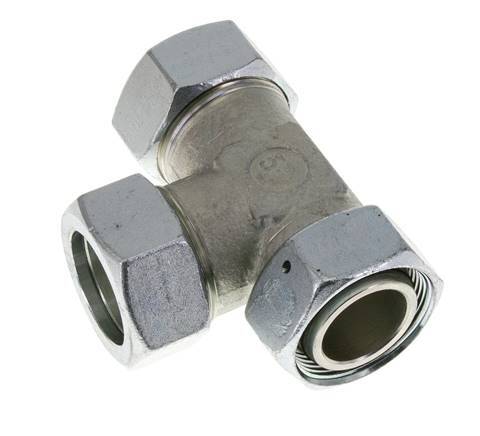 35L Zink Geplateerd Staal Haakse T-stuk Snijdende Fitting met Wartel 160 bar NBR Verstelbaar ISO 8434-1