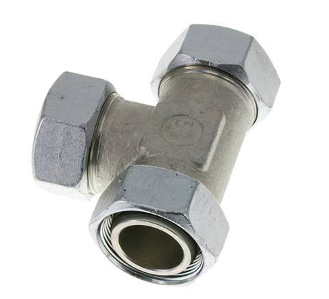 35L Zink Geplateerd Staal Haakse T-stuk Snijdende Fitting met Wartel 160 bar NBR Verstelbaar ISO 8434-1