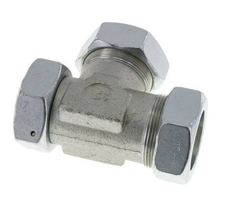 42L Zink Geplateerd Staal Haakse T-stuk Snijdende Fitting met Wartel 160 bar NBR Verstelbaar ISO 8434-1