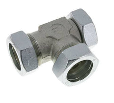 42L Zink Geplateerd Staal Haakse T-stuk Snijdende Fitting met Wartel 160 bar NBR Verstelbaar ISO 8434-1