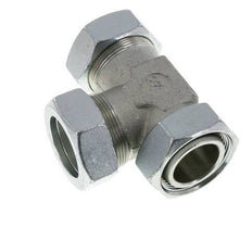 42L Zink Geplateerd Staal Haakse T-stuk Snijdende Fitting met Wartel 160 bar NBR Verstelbaar ISO 8434-1