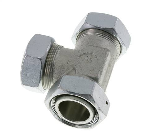 42L Zink Geplateerd Staal Haakse T-stuk Snijdende Fitting met Wartel 160 bar NBR Verstelbaar ISO 8434-1