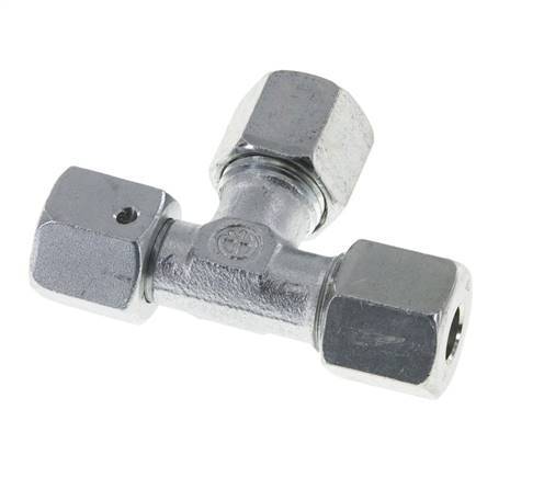 8S Zink Plated Steel Right Angle Tee Cutting Fitting with Swivel 630 bar NBR Adjustable ISO 8434-1
