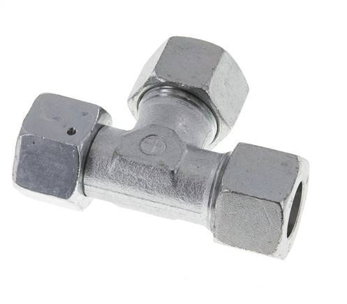 20S Zink Geplateerd Staal Haakse T-stuk Snijdende Fitting met Wartel 400 bar NBR Verstelbaar ISO 8434-1