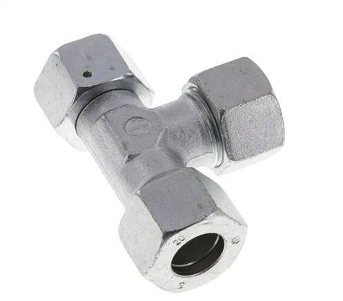 20S Zink Geplateerd Staal Haakse T-stuk Snijdende Fitting met Wartel 400 bar NBR Verstelbaar ISO 8434-1