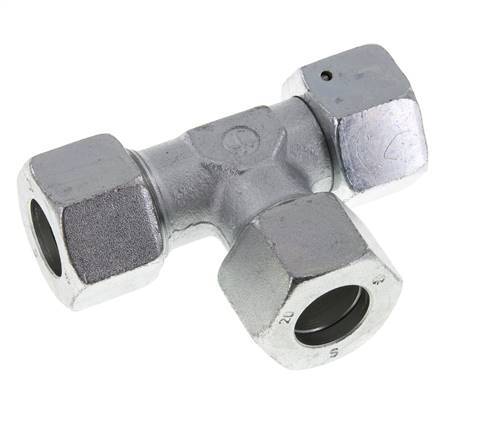 20S Zink Geplateerd Staal Haakse T-stuk Snijdende Fitting met Wartel 400 bar NBR Verstelbaar ISO 8434-1
