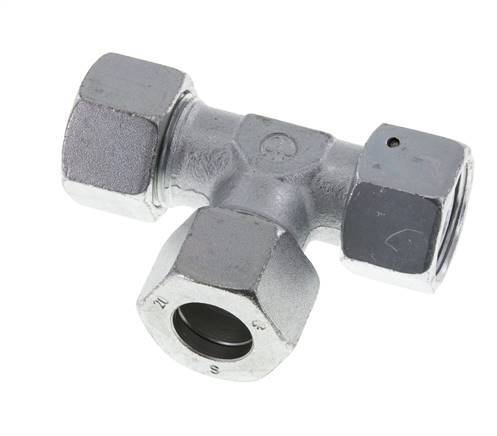 20S Zink Geplateerd Staal Haakse T-stuk Snijdende Fitting met Wartel 400 bar NBR Verstelbaar ISO 8434-1