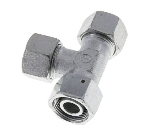 20S Zink Geplateerd Staal Haakse T-stuk Snijdende Fitting met Wartel 400 bar NBR Verstelbaar ISO 8434-1