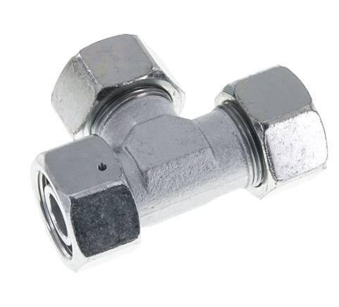 25S Zink Geplateerd Staal Haakse T-stuk Snijdende Fitting met Wartel 400 bar NBR Verstelbaar ISO 8434-1