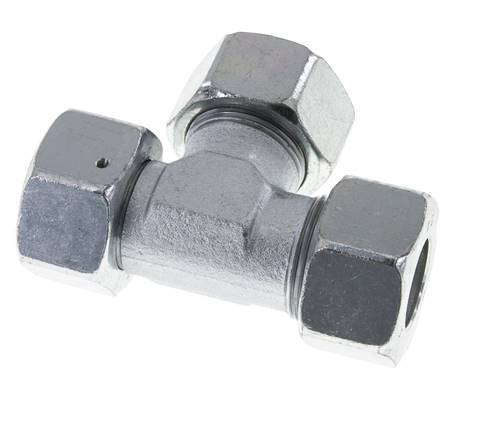 25S Zink Geplateerd Staal Haakse T-stuk Snijdende Fitting met Wartel 400 bar NBR Verstelbaar ISO 8434-1