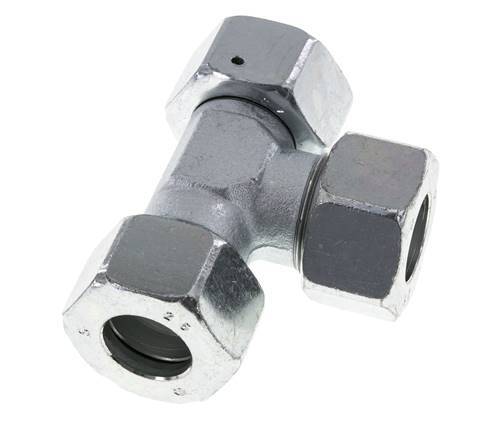 25S Zink Geplateerd Staal Haakse T-stuk Snijdende Fitting met Wartel 400 bar NBR Verstelbaar ISO 8434-1