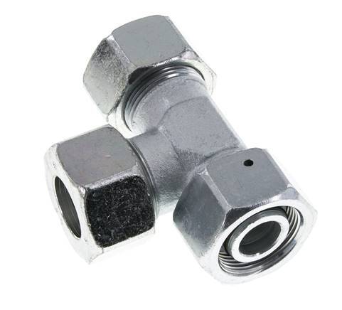 25S Zink Geplateerd Staal Haakse T-stuk Snijdende Fitting met Wartel 400 bar NBR Verstelbaar ISO 8434-1