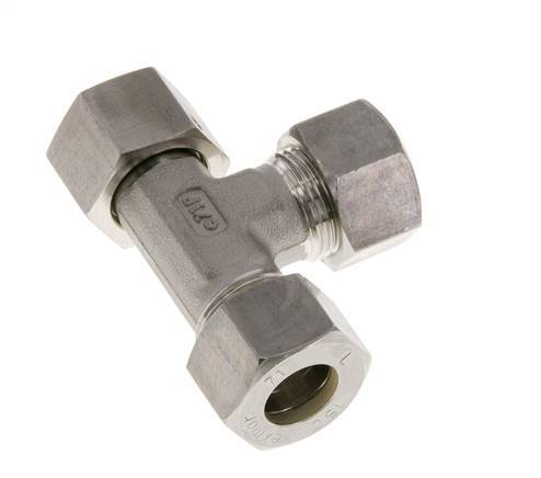 15L Stainless Steel Right Angle Tee Compression Fitting with Swivel 315 bar FKM Adjustable ISO 8434-1