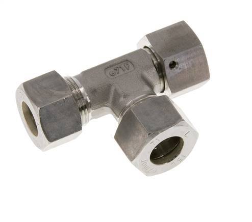 15L Stainless Steel Right Angle Tee Compression Fitting with Swivel 315 bar FKM Adjustable ISO 8434-1