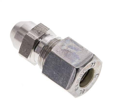 8L & 12mm Stainless Steel Straight Compression Fitting with Welding End 315 bar ISO 8434-1