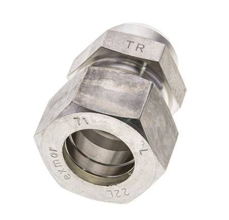 22L & 27mm Stainless Steel Straight Compression Fitting with Welding End 160 bar ISO 8434-1