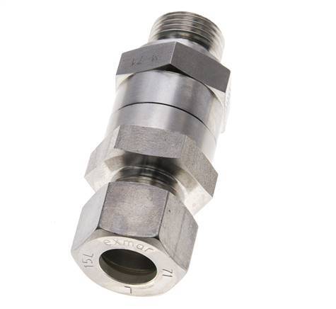 Hydraulic Check Valve Compression Ring 15L (M22x1.5) & G1/2'' Male Stainless Steel 1-250bar (15-3625)psi Tube-Thread ISO 8434-1