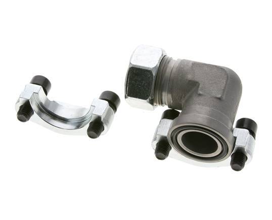 1'' Elbow SAE Flange 3000 PSI Steel with 28L (M36x2) ISO 6162-1