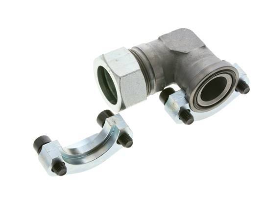 1-1/4'' Elbow SAE Flange 3000 PSI Steel with 35L (M45x2) ISO 6162-1