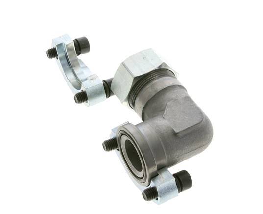 1-1/4'' Elbow SAE Flange 3000 PSI Steel with 35L (M45x2) ISO 6162-1