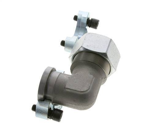1-1/4'' Elbow SAE Flange 3000 PSI Steel with 38S (M52x2) ISO 6162-1