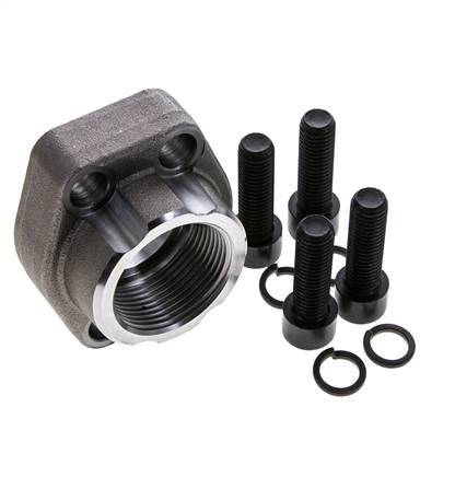 1-1/4'' SAE Flens 3000 psi Blank staal met G1-1/4'' Binnendraad ISO 6162-1