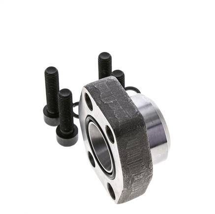1-1/4'' SAE Flange 3000 PSI Plain Steel with G3/4'' Female Threads ISO 6162-1