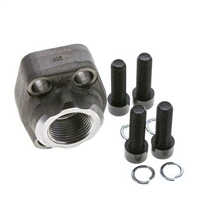 1-1/4'' SAE Flange 3000 PSI Plain Steel with G1'' Female Threads ISO 6162-1