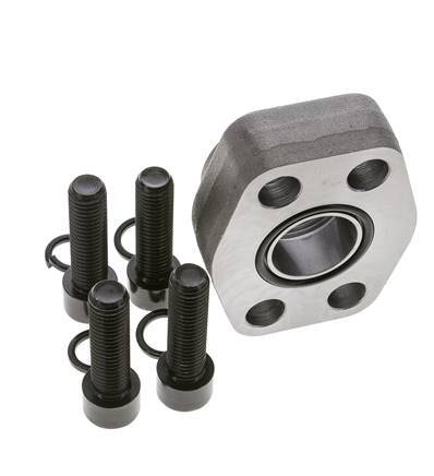 1-1/4'' SAE Flange 6000 PSI Plain Steel with G1-1/4'' Female Threads ISO 6162-2