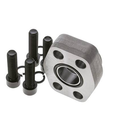 1-1/4'' SAE Flange 6000 PSI Plain Steel with G1-1/4'' Female Threads ISO 6162-2