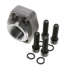 1-1/4'' SAE Flange 6000 PSI Plain Steel with G1-1/4'' Female Threads ISO 6162-2