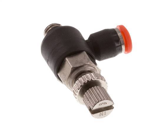 L-stuk Regelventiel 3 mm - M5 Regeling-in Messing/PBT