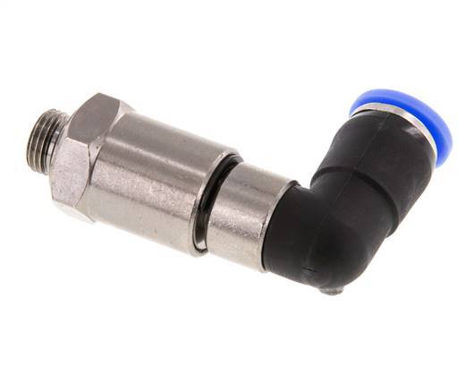 8mm & G1/8'' L-stuk Hoge Snelheid Draaidoorvoer Insteek Buitendraad Vernikkeld Messing/PBT NBR