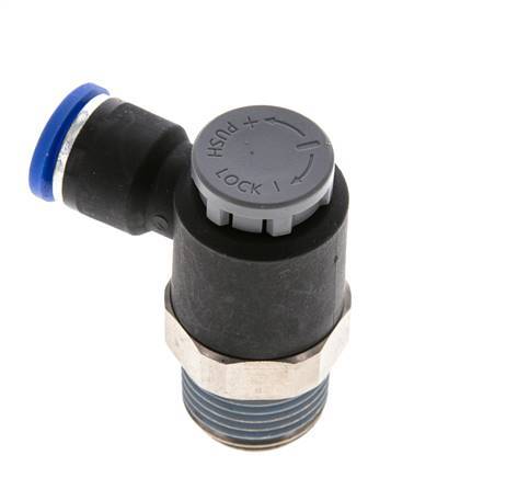 Flow Control Valve Meter-Out Elbow 10 mm - R1/2'' Brass/PA 66 Locknut