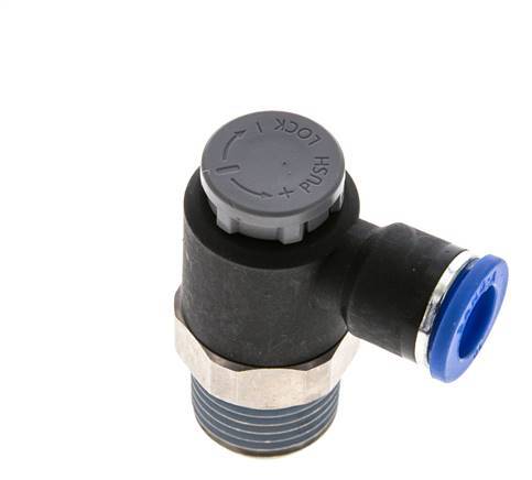 L-stuk Regelventiel 10 mm - R1/2'' Regeling-Uit Messing/Nylon Borgmoer