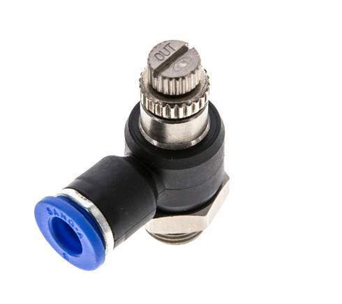 L-stuk Regelventiel 6 mm - G1/8'' Regeling-Uit Messing/Nylon